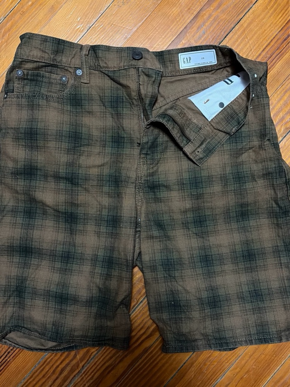 GAP Brown and Dark Green Plaid Cotton Shorts